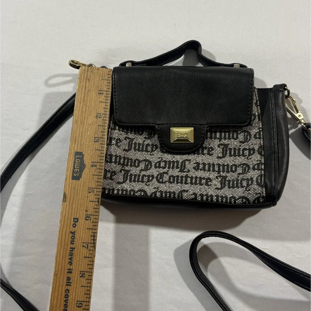 Juicy Couture Purse Women Black Gray Y2K The Day Satchel Monogram Crossbody Bag